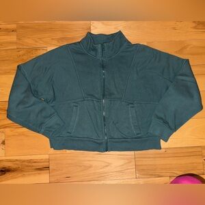 Green crop zip up